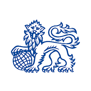 Lion outline with a ball at feet